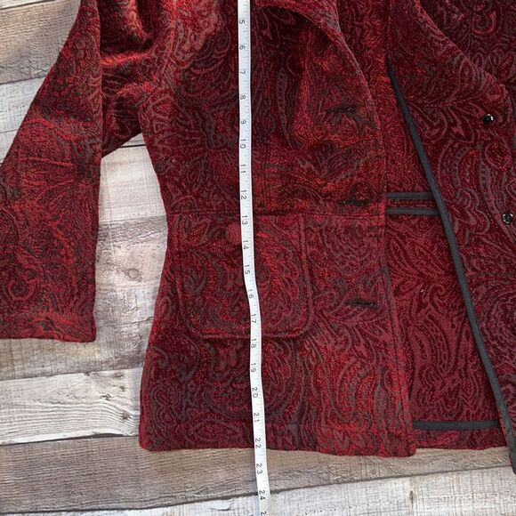 Vintage 90’s Indie Paisley Print Two Star Dog Button Front Blazer Jacket - Picture 4 of 5